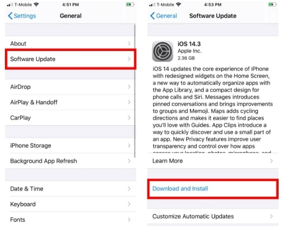 downloading and installing iPhone update