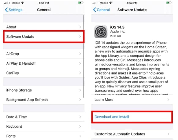 Descarga e instala la actualización del iPhone