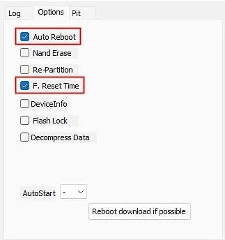 configuration des options d'Odin3