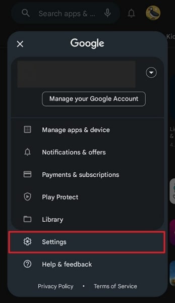 open the play store settings