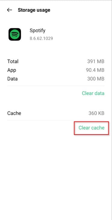 clear spotify cache on android