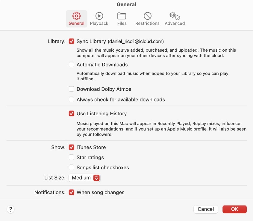 enable mac sync library