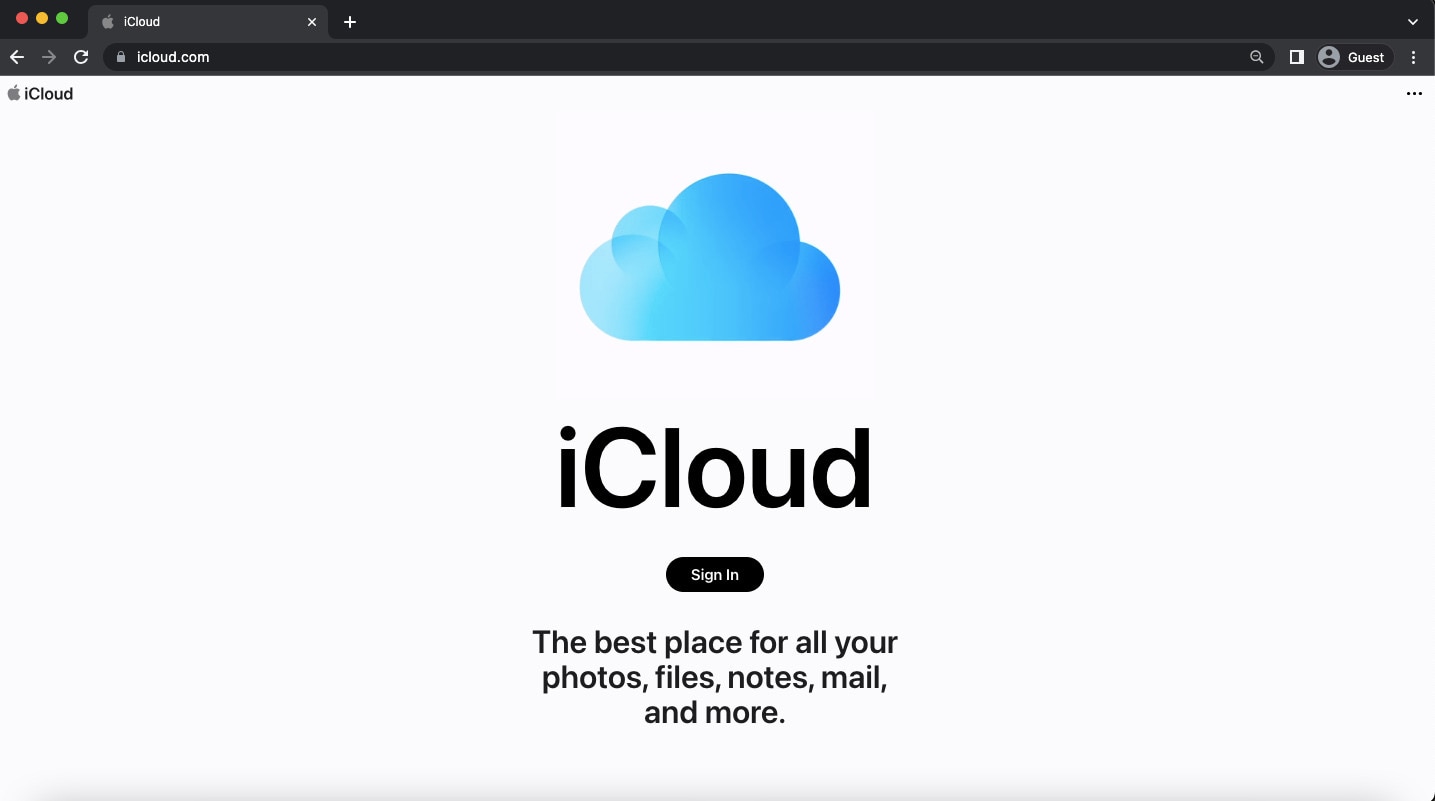iCloud على متصفح الكمبيوتر