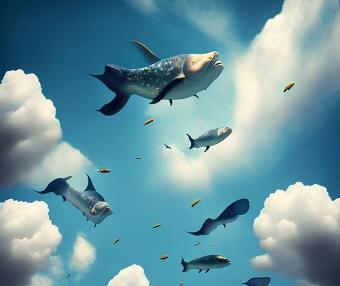 ai generated image flying fish
