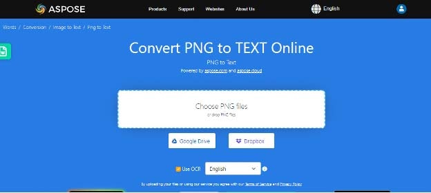aspose png to text converter interface
