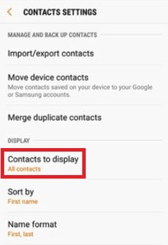 all contacts to display