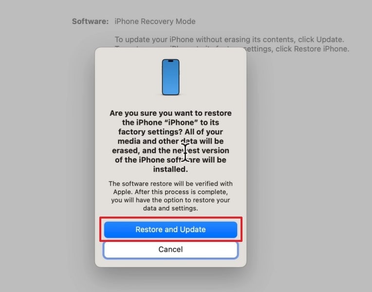 tap on restore and update