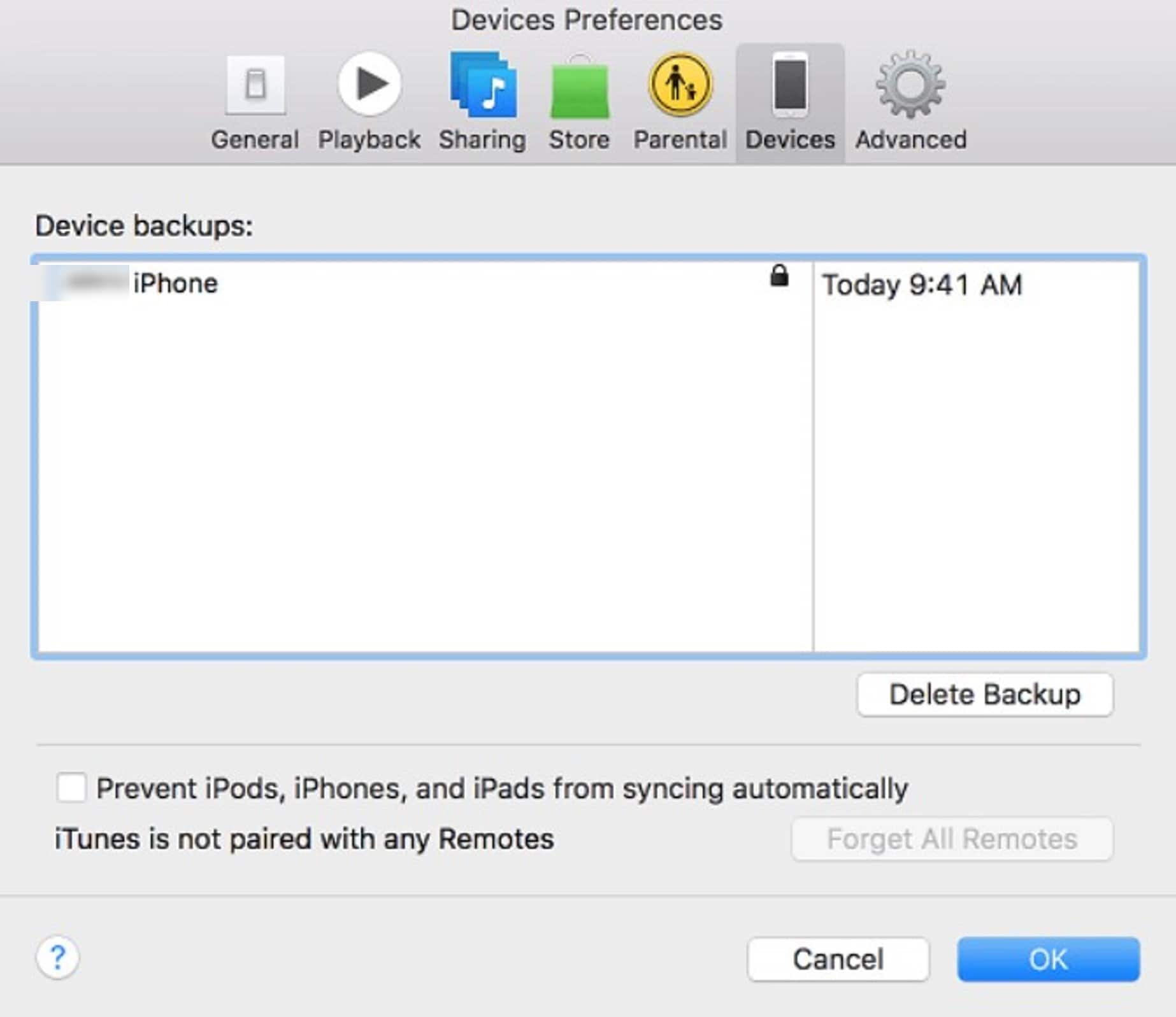 devices with encrypted backup on mac