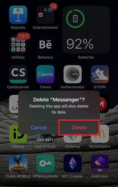 tap on the delete option
