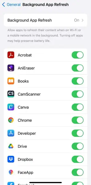 manage background app refresh