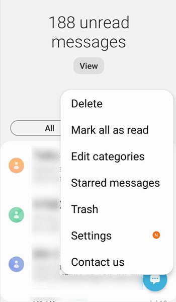 Navigate to the Trash folder on Android Messages