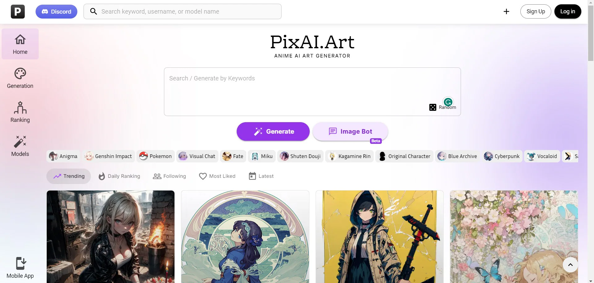 Página de inicio de PixAI NSFW Art