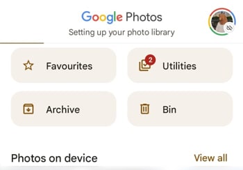Open the Bin folder on Google Photos