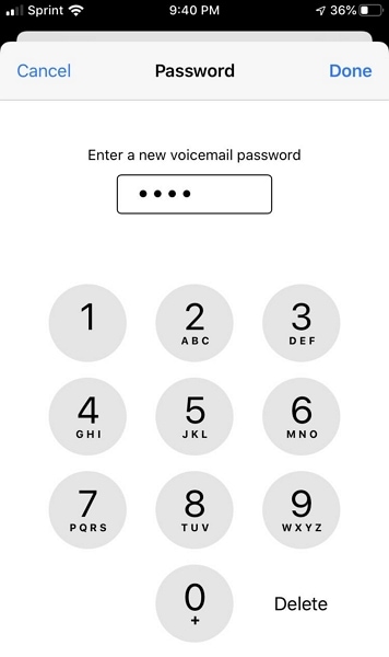 enter the new voicemail password