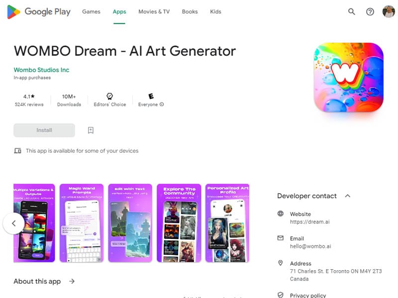 WOMBO Dream AI art generator fantasy