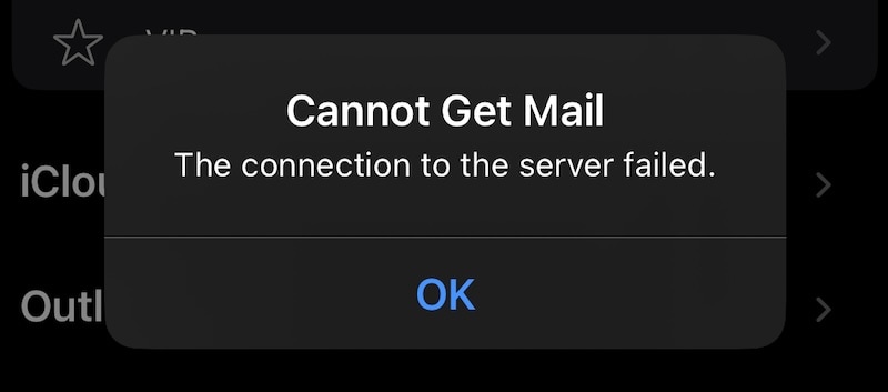 iphone mail connection error