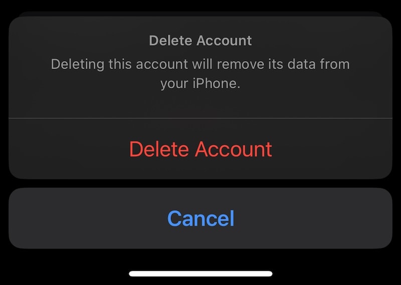 iphone mail account deletion