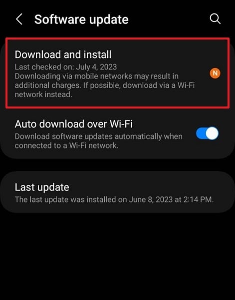 choose download and install option