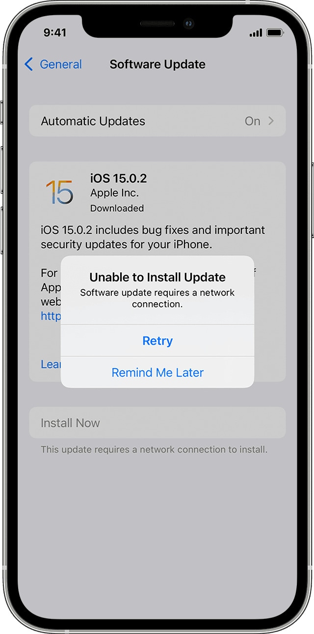 ios unable to install update