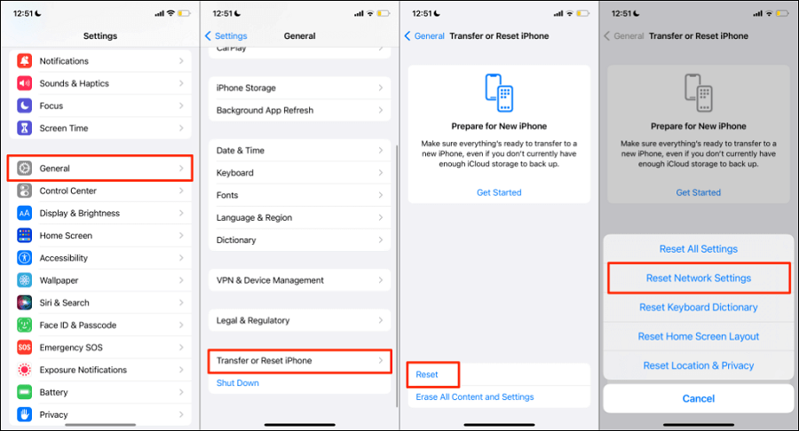 reset network settings to fix ios update issue