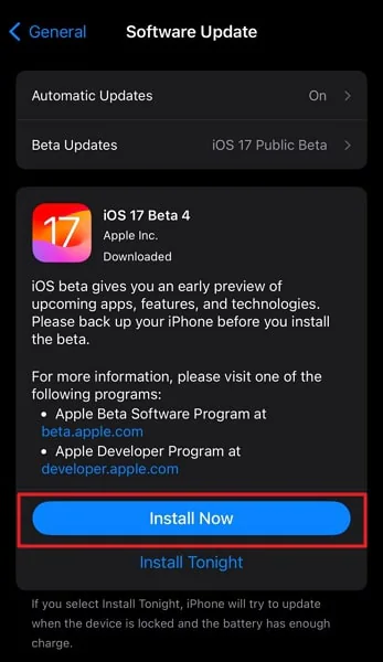 Scarica l'ultima versione di iOS 17.