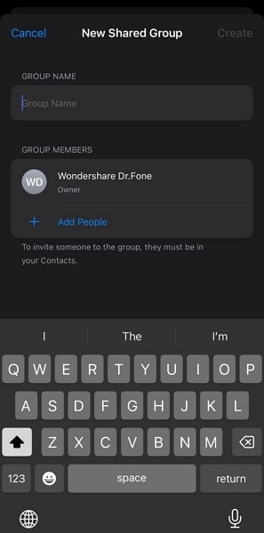 create new password sharing group