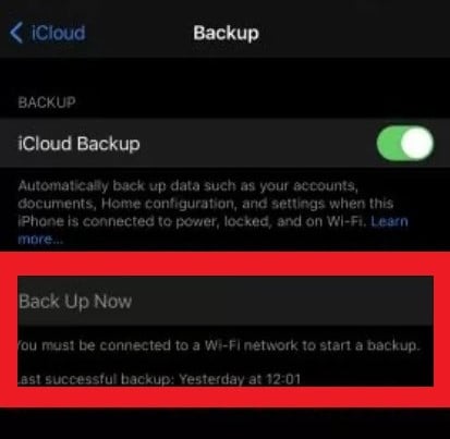 ensure icloud backed up your iphone