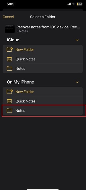 move deleted notes from recently deleted