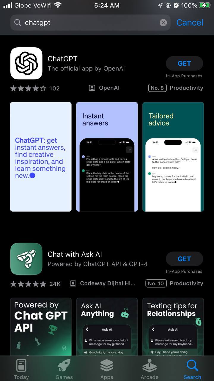 Obtén Chatgpt desde la App Store