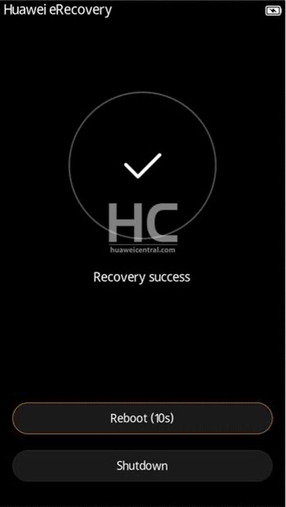 huawei recovery success page