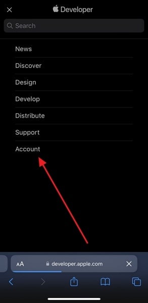 tap on the account option