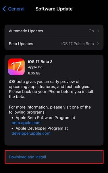 download and install ios 17 beta