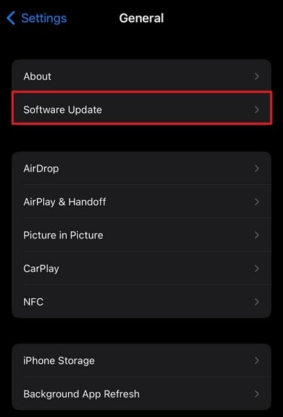 access the software update option