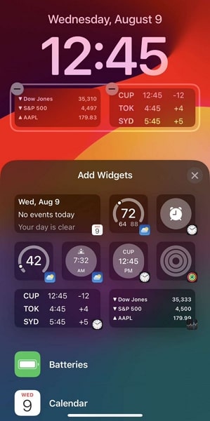 reorganizar los widgets de la pantalla de bloqueo