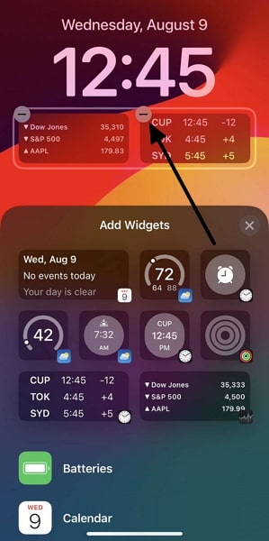 rimuovi il widget indesiderato