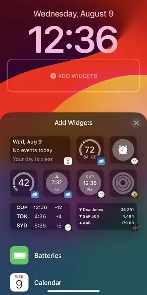 añadir el widget deseado