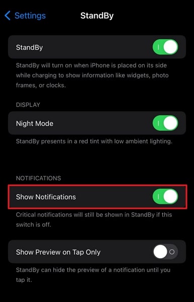 enable show notifications option