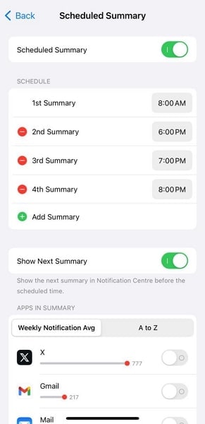 try the scheduled summary feature