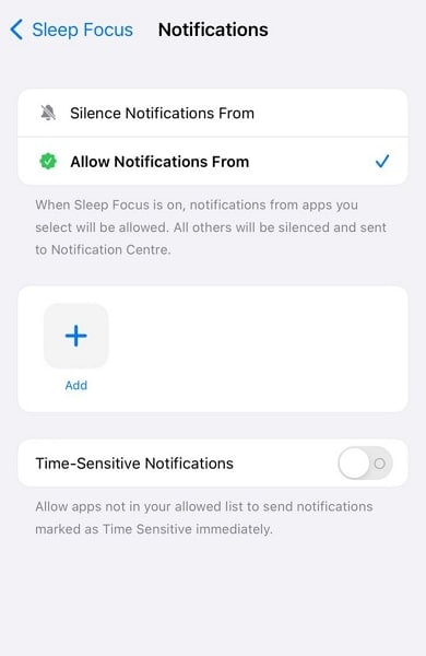 allow specific apps in sleep mode