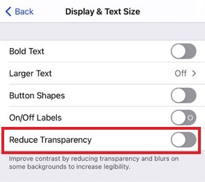 reduce transparency iphone