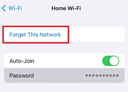 forget wifi network