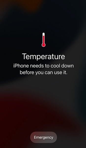 iPhone Überhitzungswarnung.