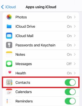 iphone icloud contacts sync