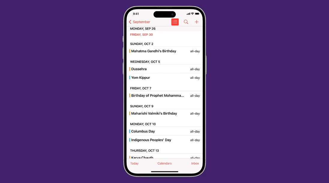 iphone calendar app