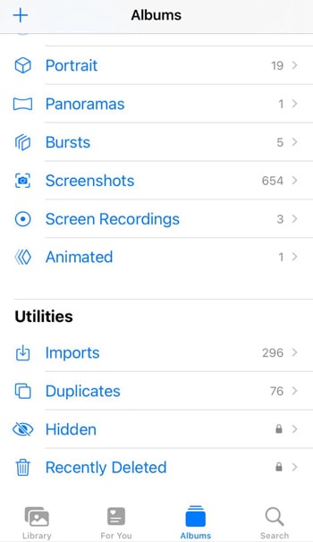 Accessing Recently Deleted album on iPhone Photos