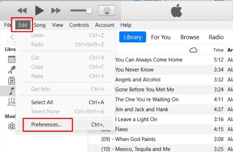 preferences in itunes