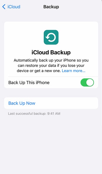 Check the latest backup date on iCloud