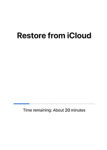 Wait until the iCloud restoration process is completed