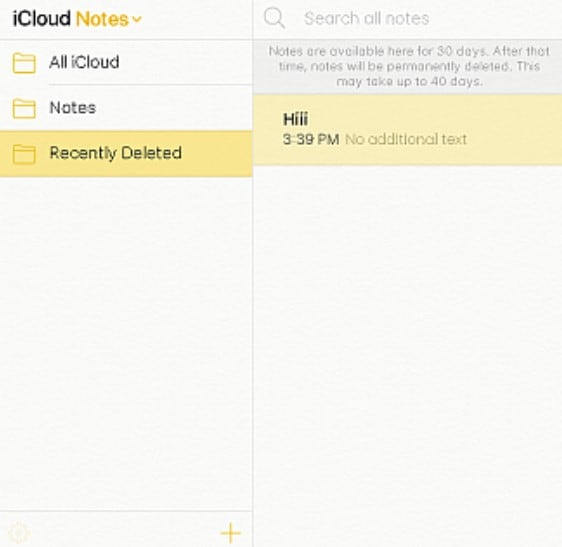 icloud recently deleted notes