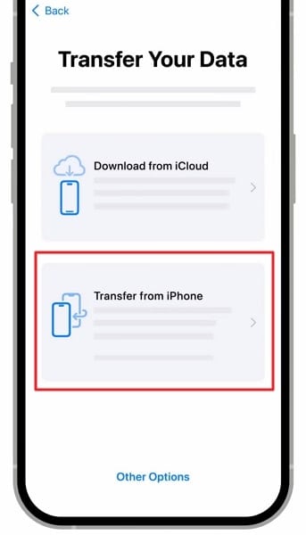 select transfer from iphone feature